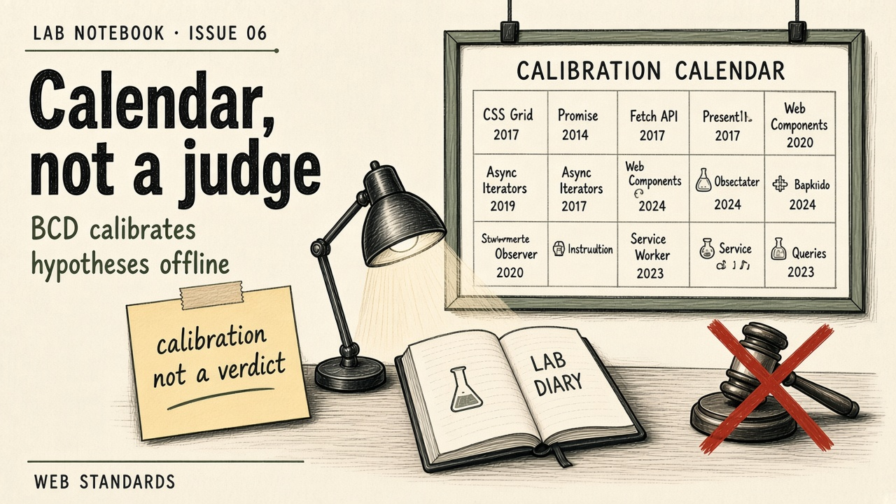 MDN BCD: checking the feature calendar, not judging at runtime — Cover